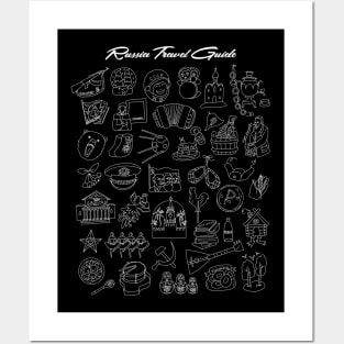 Russian Travel Icons Pattern Posters and Art